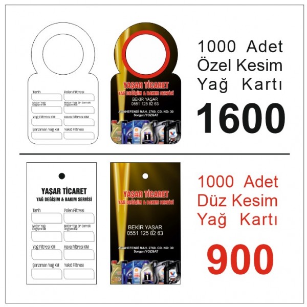 Bursa Yağ Kartı Baskı