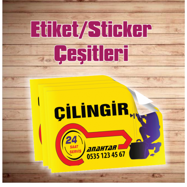 ETİKET / STİCER (115 gr Kuşe Çıkartma üzeri parlak selefon)